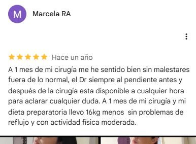 Captura original de la valoración de Marcela RA en Google: 5 estrellas.